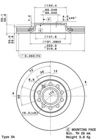 09A59811 BREMBO Тормозной диск