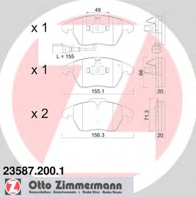 235872001 ZIMMERMANN Комплект тормозных колодок, дисковый тормоз