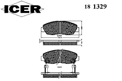 181329 ICER Комплект тормозных колодок, дисковый тормоз