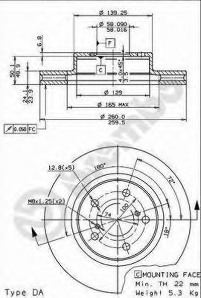 09567311 BREMBO Тормозной диск