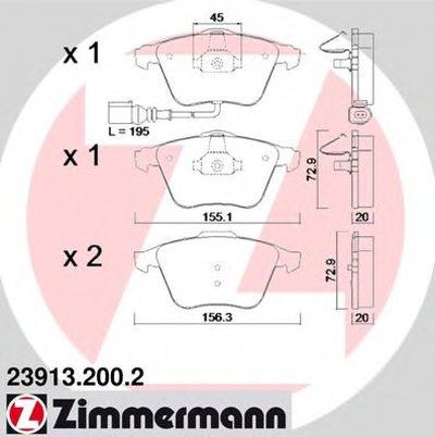 239132002 ZIMMERMANN Комплект тормозных колодок, дисковый тормоз