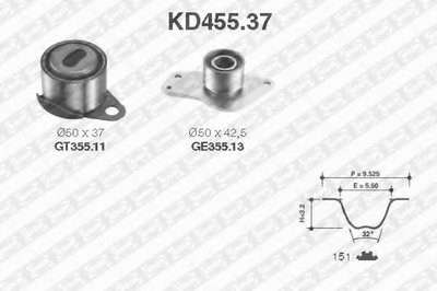 KD45537 SNR Комплект ремня ГРМ