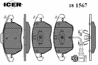 181567 ICER Комплект тормозных колодок, дисковый тормоз