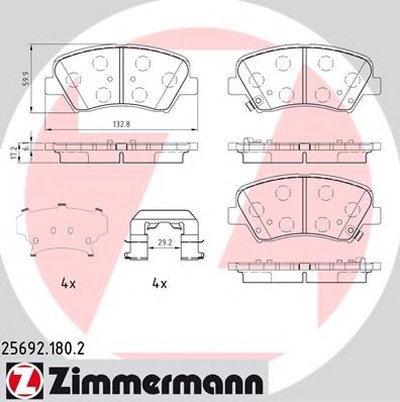 256921802 ZIMMERMANN Комплект тормозных колодок, дисковый тормоз