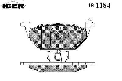 181184 ICER Комплект тормозных колодок, дисковый тормоз