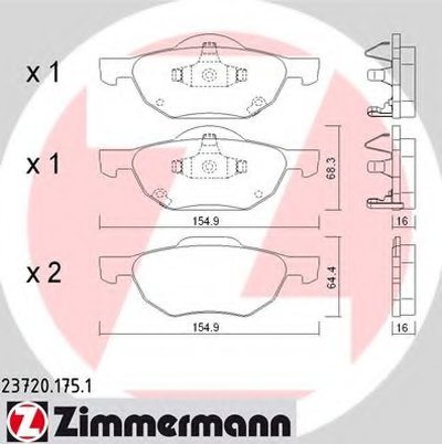 237201751 ZIMMERMANN Комплект тормозных колодок, дисковый тормоз