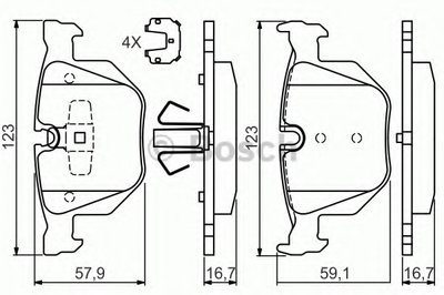 0986494540 BOSCH Комплект тормозных колодок, дисковый тормоз