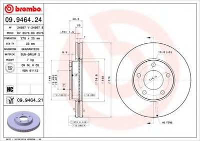 09946421 BREMBO Тормозной диск