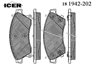 181942202 ICER Комплект тормозных колодок, дисковый тормоз