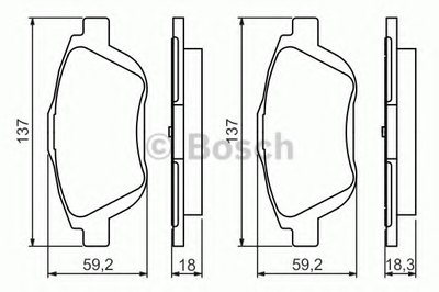 0986494438 BOSCH Комплект тормозных колодок, дисковый тормоз