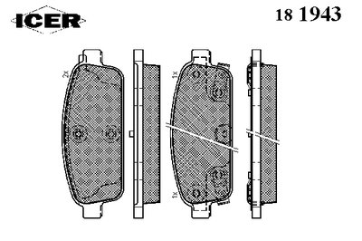 181943 ICER Комплект тормозных колодок, дисковый тормоз