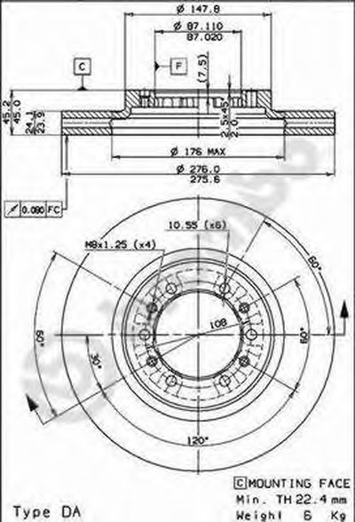 09807110 BREMBO Тормозной диск