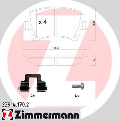 Комплект тормозных колодок, дисковый тормоз ZIMMERMANN купить