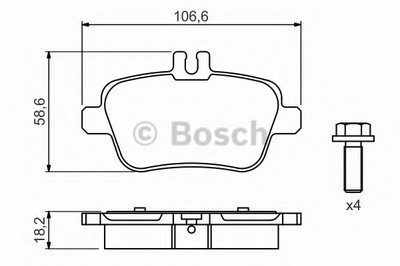 0986494664 BOSCH Комплект тормозных колодок, дисковый тормоз