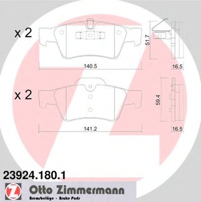 239241801 ZIMMERMANN Комплект тормозных колодок, дисковый тормоз