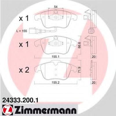 243332001 ZIMMERMANN Комплект тормозных колодок, дисковый тормоз