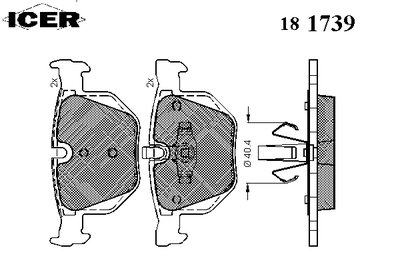 181739 ICER Комплект тормозных колодок, дисковый тормоз