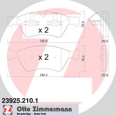 239252101 ZIMMERMANN Комплект тормозных колодок, дисковый тормоз