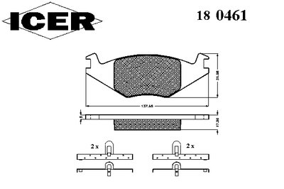 180461 ICER Комплект тормозных колодок, дисковый тормоз