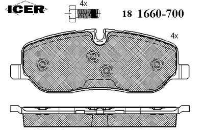 181660700 ICER Комплект тормозных колодок, дисковый тормоз