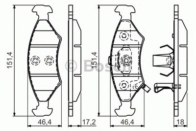 0986494547 BOSCH Комплект тормозных колодок, дисковый тормоз