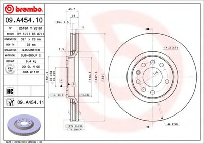 09A45411 BREMBO Тормозной диск