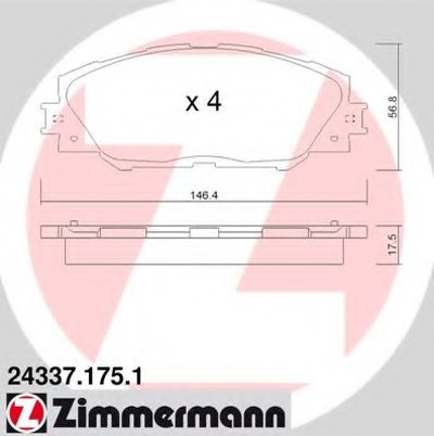 243371751 ZIMMERMANN Комплект тормозных колодок, дисковый тормоз