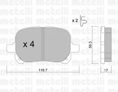 2204290 METELLI Комплект тормозных колодок, дисковый тормоз