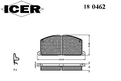 180462 ICER Комплект тормозных колодок, дисковый тормоз