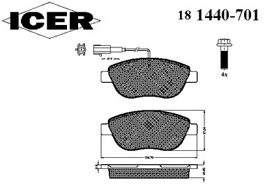 181440701 ICER Комплект тормозных колодок, дисковый тормоз