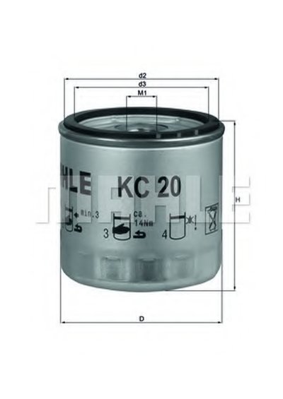 KC20 MAHLE ORIGINAL Топливный фильтр