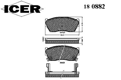 180882 ICER Комплект тормозных колодок, дисковый тормоз