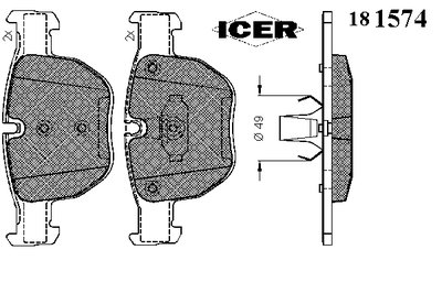 181574 ICER Комплект тормозных колодок, дисковый тормоз