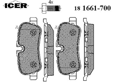 181661700 ICER Комплект тормозных колодок, дисковый тормоз