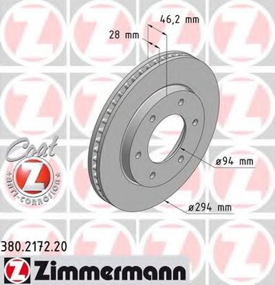 380217220 ZIMMERMANN Тормозной диск