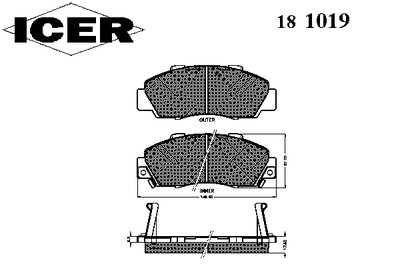 181019 ICER Комплект тормозных колодок, дисковый тормоз