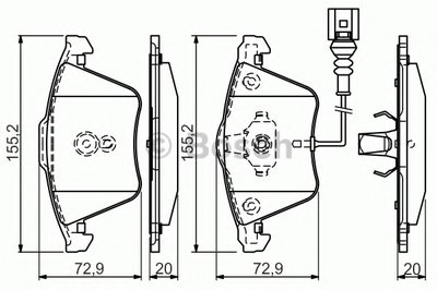 0986494550 BOSCH Комплект тормозных колодок, дисковый тормоз