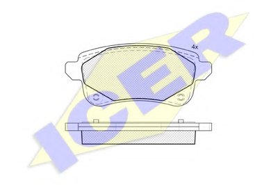 182222208 ICER Комплект тормозных колодок, дисковый тормоз