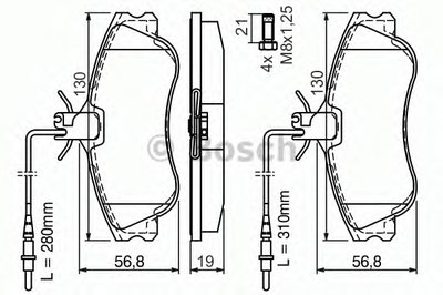 0986424414 BOSCH Комплект тормозных колодок, дисковый тормоз