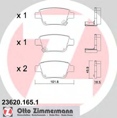 236201651 ZIMMERMANN Комплект тормозных колодок, дисковый тормоз