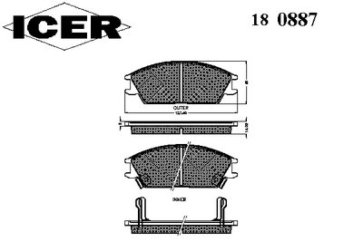 180887 ICER Комплект тормозных колодок, дисковый тормоз
