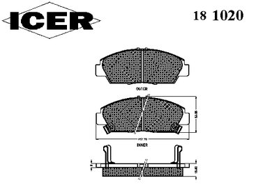 181020 ICER Комплект гальмівних колодок (дискових)