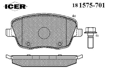 181575701 ICER Комплект тормозных колодок, дисковый тормоз