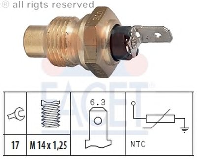 73007 FACET Датчик, температура охлаждающей жидкости; Датчик, температура охлаждающей жидкости; Датчик, температура охлаждающей жидк