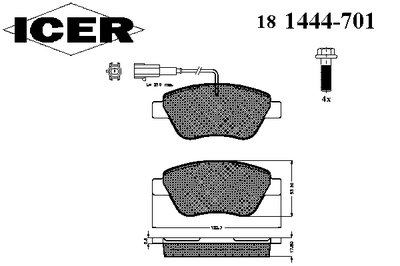 181444701 ICER Комплект тормозных колодок, дисковый тормоз