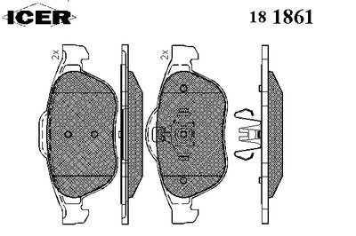 181861 ICER Комплект тормозных колодок, дисковый тормоз
