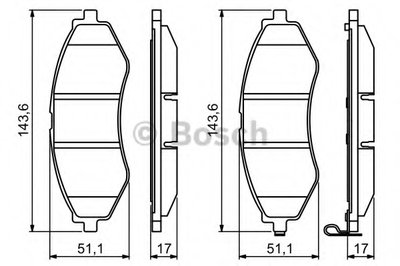 0986494343 BOSCH Комплект тормозных колодок, дисковый тормоз