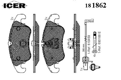 181862 ICER Комплект тормозных колодок, дисковый тормоз