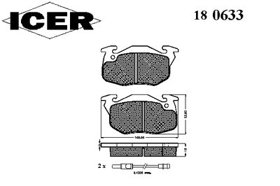 180633 ICER Комплект тормозных колодок, дисковый тормоз