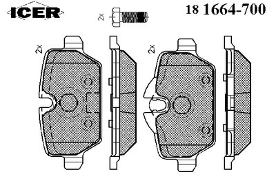 181664700 ICER Комплект тормозных колодок, дисковый тормоз